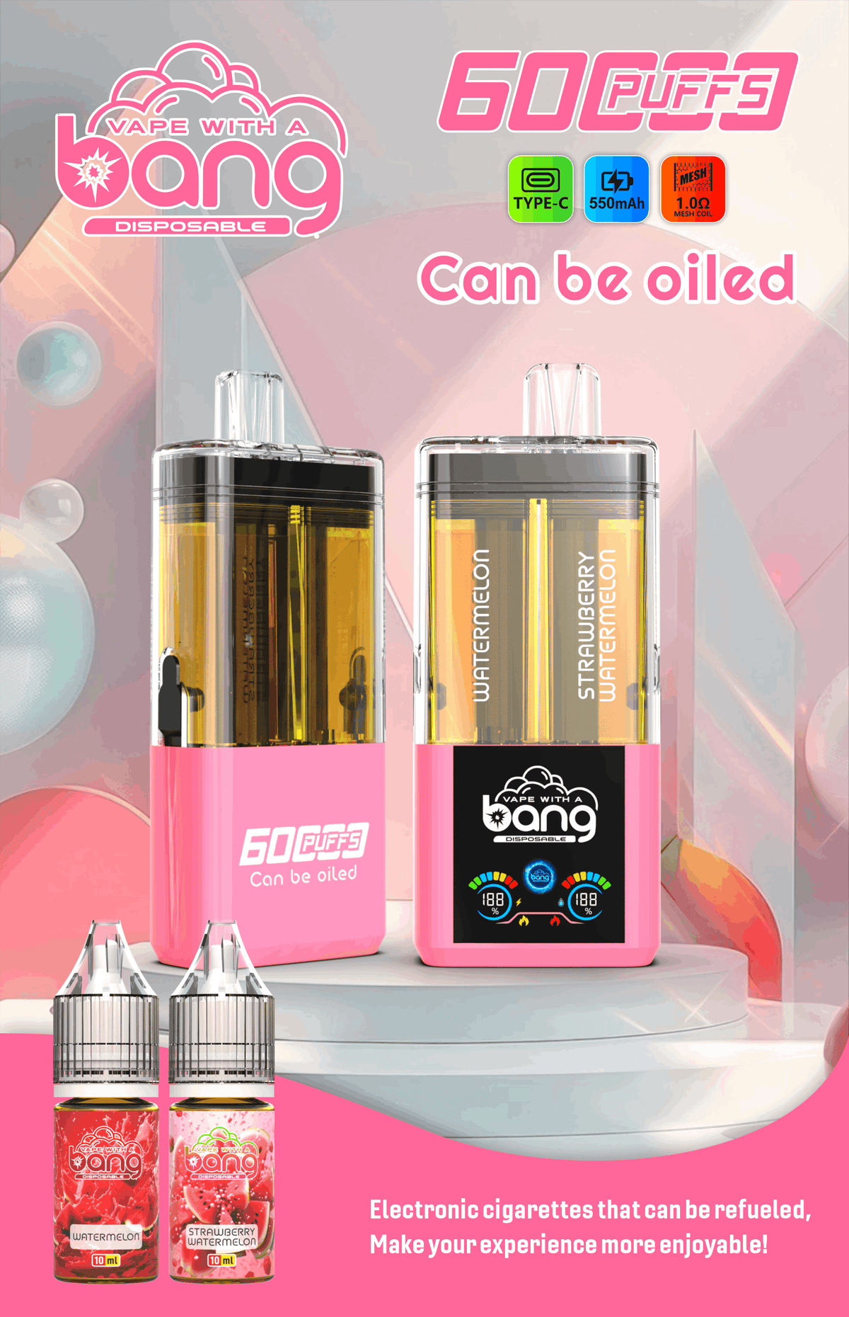 Bang 60K Refillable 2-in-1 Disposable Vape – 60,000 Puffs | Dual Flavor | Refill Kit Compatible