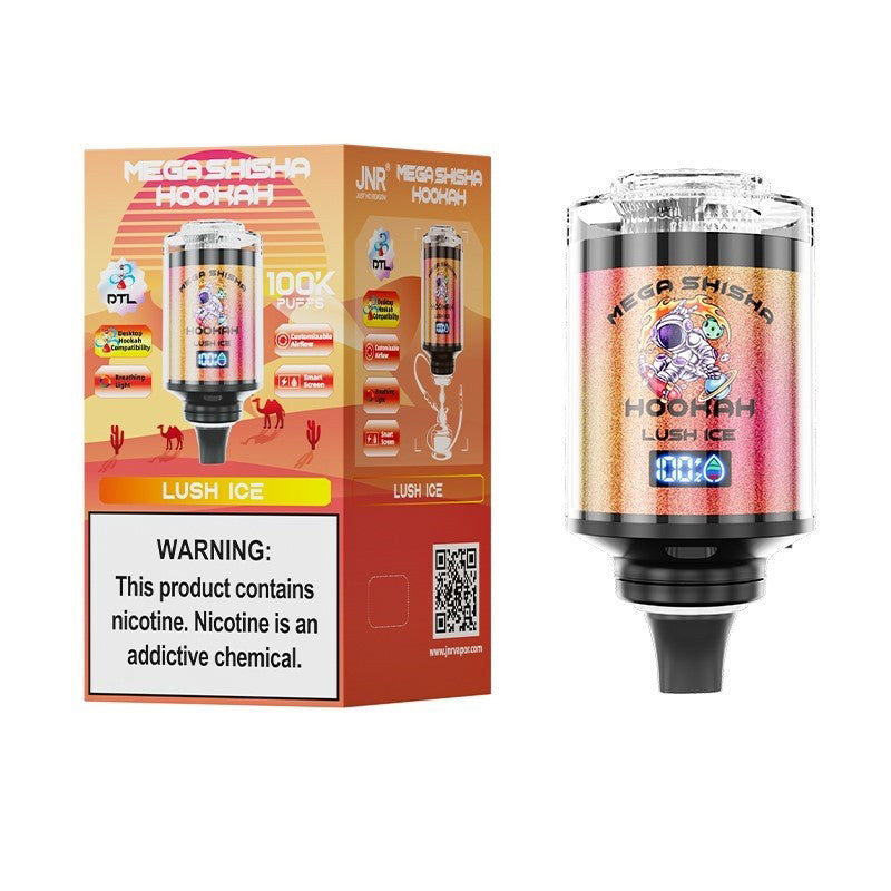 JNR Mega Shisha Hookah 100000 Puffs Disposable Vape Wholesale-2200mAh Battery, 60ml E-liquid, Multiple Nicotine 11 Flavors