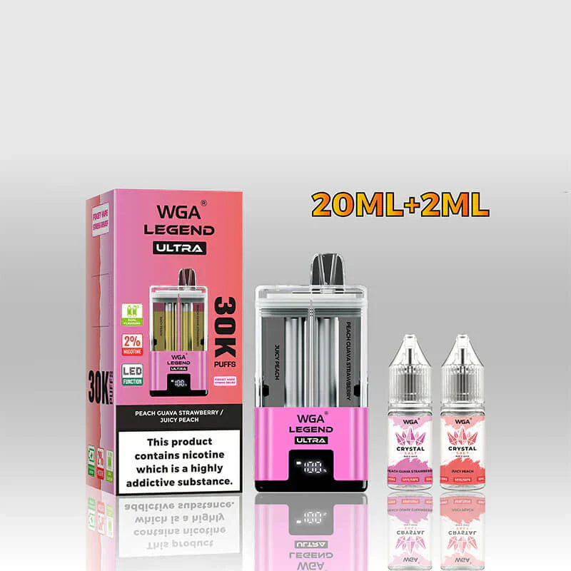 WGA Crystal Legend Ultra 30000 Puffs Disposable Vape-650mAh Battery, 22ml E-liquid, Multiple Nicotine 16 Flavors