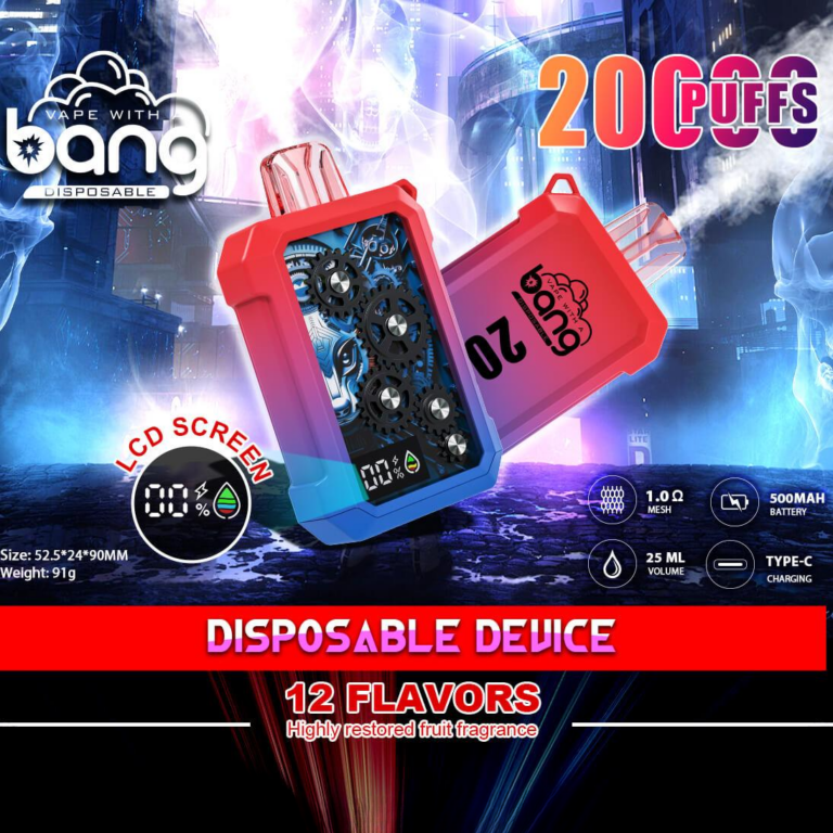 Bang King Double Crystal 20000 Puffs Vape 20K Disposable Vape Pen E Cigarette Prefilled-500mAh Battery, 25ml E-liquid, Multiple Nicotine 12 Flavors