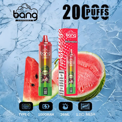 Bang King Double Crystal 20000 Puffs Vape 20K Disposable Vape Pen E Cigarette Prefilled-650mAh Battery, 25ml E-liquid, Multiple Nicotine 12 Flavors