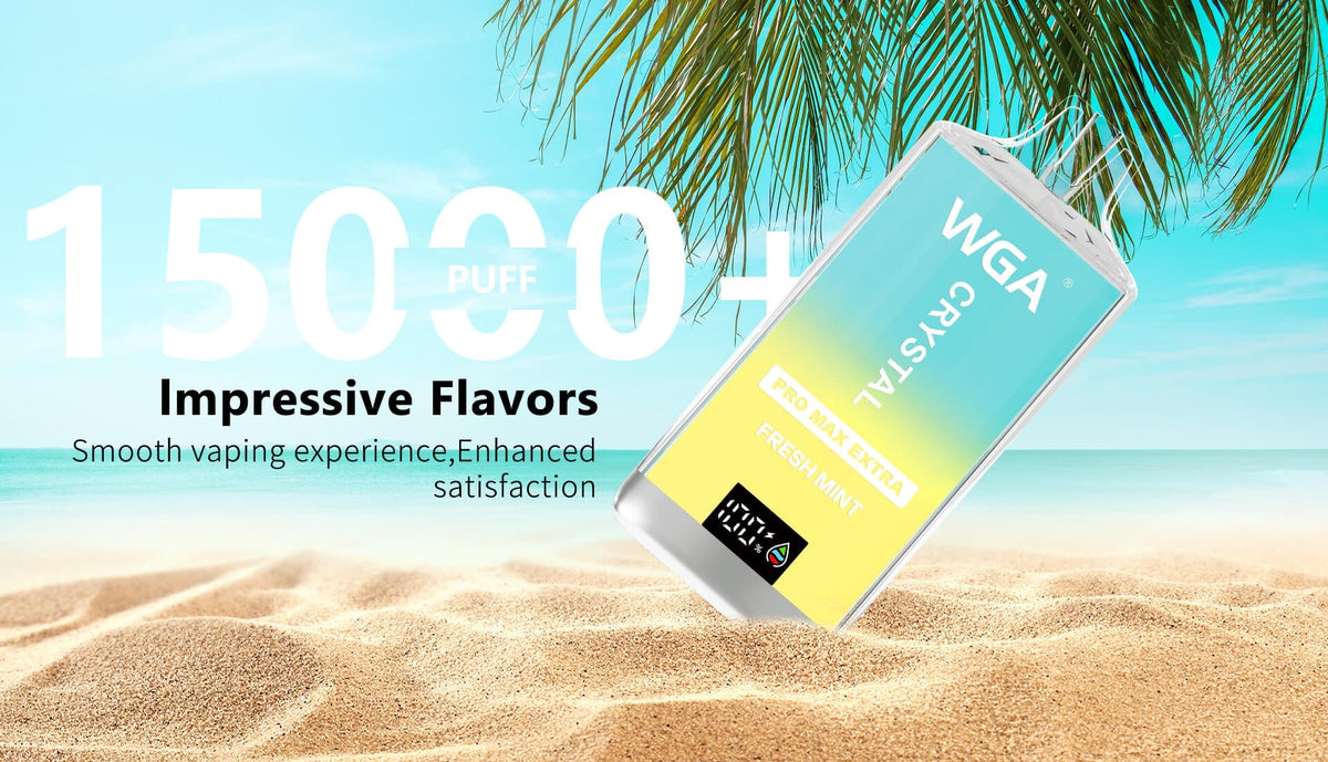WGA Crystal Pro Max Extra 15000  Puffs Disposable Vape-650mAh Battery, 25ml E-liquid, Multiple Nicotine 15 Flavors