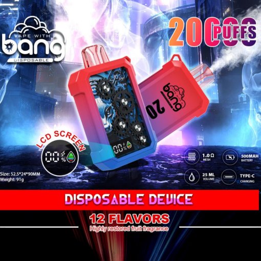 Bang King Double Crystal 20000 Puffs Vape 20K Disposable Vape Pen E Cigarette Prefilled-500mAh Battery, 25ml E-liquid, Multiple Nicotine 12 Flavors