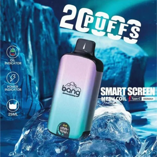 Bang 20000 Puffs LED Display Disposable Vape Bang King Double Crystal 20000 Puffs Vape 20K Disposable Vape Pen E Cigarette Prefilled-650mAh Battery, 25ml E-liquid, Multiple Nicotine 12 Flavors