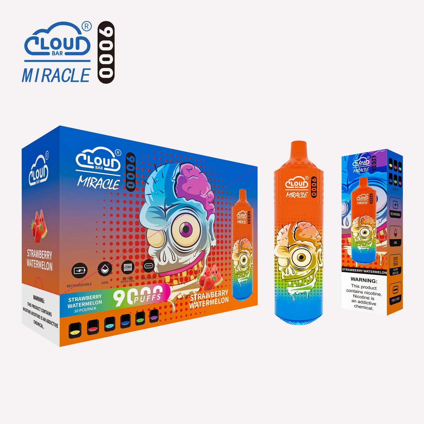 Cloud Bar  9000 Puffs  5% Rechargeable Electronic Vapes Pen 18ml 650MAH 11 Flavors for Cigarettes Lovers