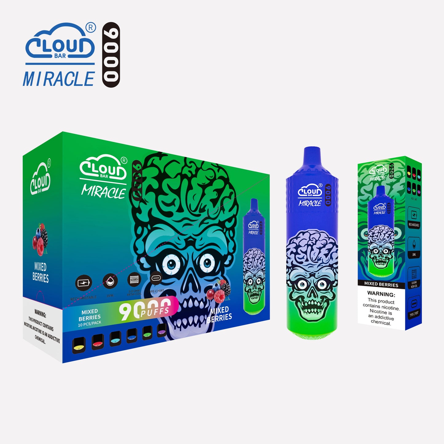 Cloud Bar  9000 Puffs  5% Rechargeable Electronic Vapes Pen 18ml 650MAH 11 Flavors for Cigarettes Lovers