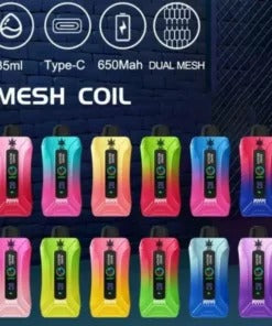 Bang King Double Crystal 20000 Puffs Vape 20K Disposable Vape Pen E Cigarette Prefilled-500mAh Battery, 25ml E-liquid, Multiple Nicotine 12 Flavors
