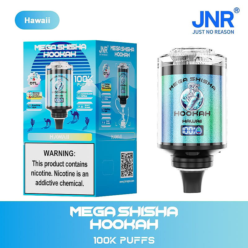 JNR Mega Shisha Hookah 100000 Puffs – The Ultimate in Large-Capacity Vaping-2200mAh Battery, 60ml E-liquid, Multiple Nicotine 12 Flavors