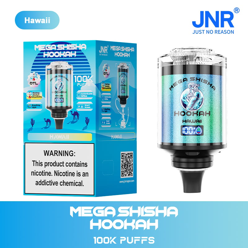 JNR Mega Shisha Hookah 100000 Puffs – The Ultimate in Large-Capacity Vaping-2200mAh Battery, 60ml E-liquid, Multiple Nicotine 12 Flavors