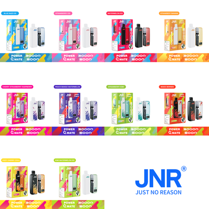 JNR Power Mate 30000 Puffs Smart Screen Disposable Vape & Power Bank – Dual Functionality Redefined-5000mAh Battery, 19ml E-liquid, Multiple Nicotine 10 Flavors