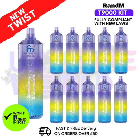 Strawberry Watermelon Randm T9000 Puffs Box Of 10