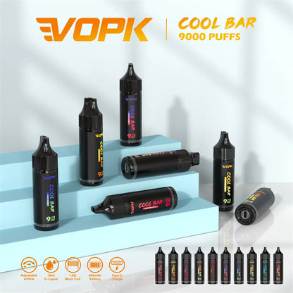 Original Vopk Cool Bar 9k Puffs 9000 Puff Disposable Electronic Cigarette Vaporizer Mod Vaper Vape