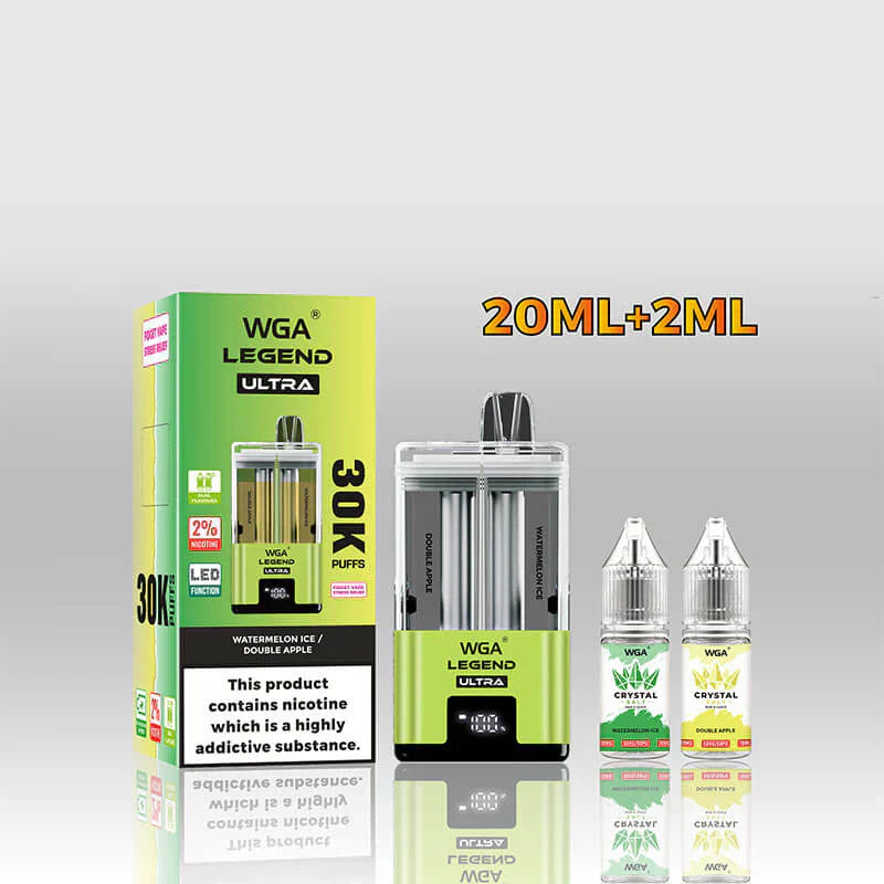 WGA Crystal Legend Ultra 30000 Puffs Disposable Vape-650mAh Battery, 22ml E-liquid, Multiple Nicotine 16 Flavors
